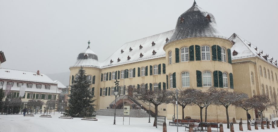 Schloss im Winter mit Schnee